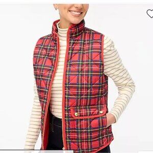 J. CREW Tartan puffer vest with snap pockets